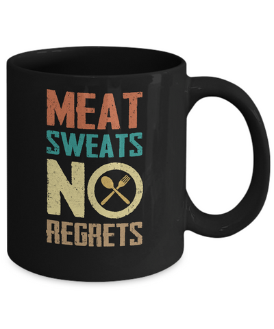 Vintage Retro Meat Sweats No Regrets Funny BBQ Mug Coffee Mug | Teecentury.com