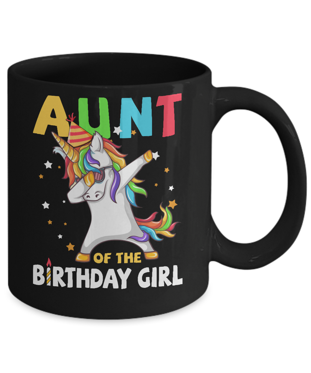 AUNT Of The Birthday Girl Dabbing Unicorn Party Mug Coffee Mug | Teecentury.com