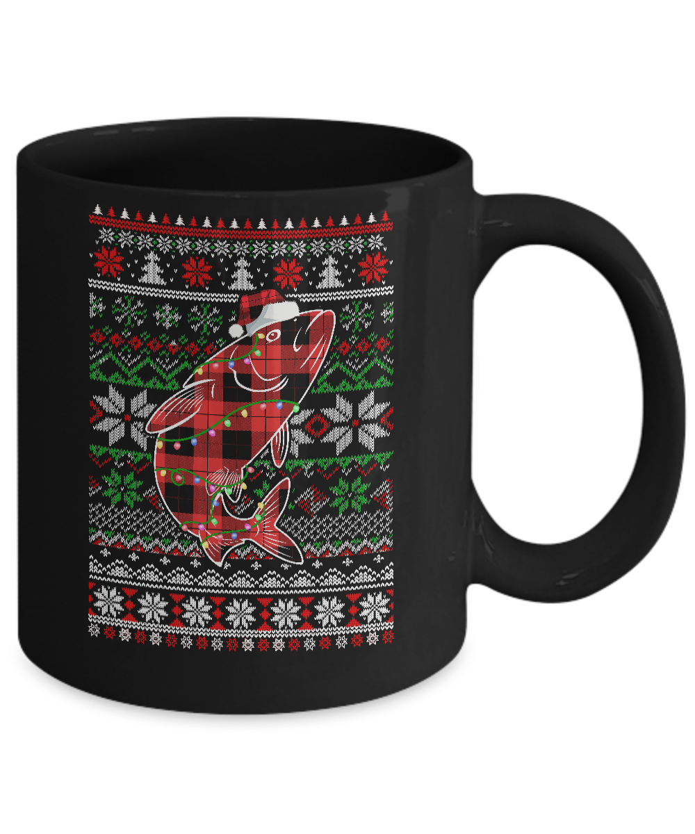 Red Plaid Buffalo Fish Pajamas Family Christmas Sweater Mug Coffee Mug | Teecentury.com