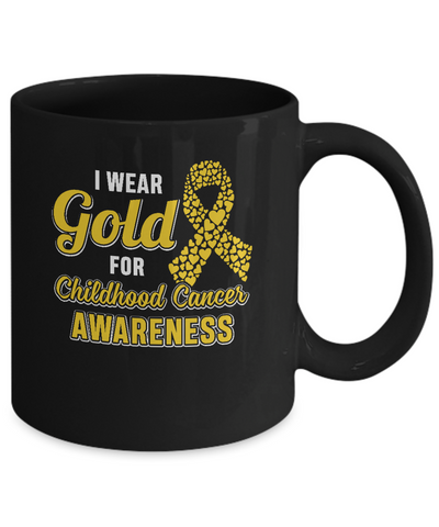 Dad Mom I Wear Gold For Childhood Cancer Awareness Mug Coffee Mug | Teecentury.com