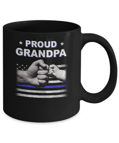 Proud Grandpa Police Thin Blue Line Flag Fathers Day Mug Coffee Mug | Teecentury.com