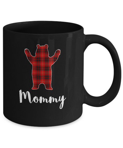 Red Mommy Bear Buffalo Plaid Family Christmas Pajamas Mug Coffee Mug | Teecentury.com