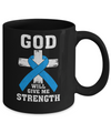 God Will Give Me Strength Blue Cancer Ribbon Gift Mug Coffee Mug | Teecentury.com