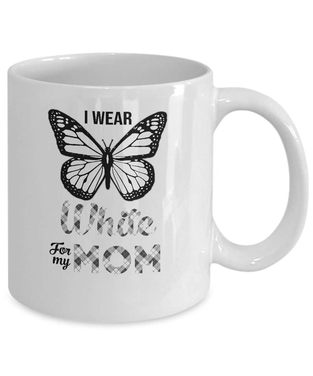 I Wear White For My Mom Butterfly Lung Cancer Awareness Mug Coffee Mug | Teecentury.com