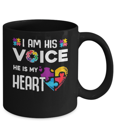 Autism Awareness I Am His Voice He Is My Heart Autism Mom Mug Coffee Mug | Teecentury.com