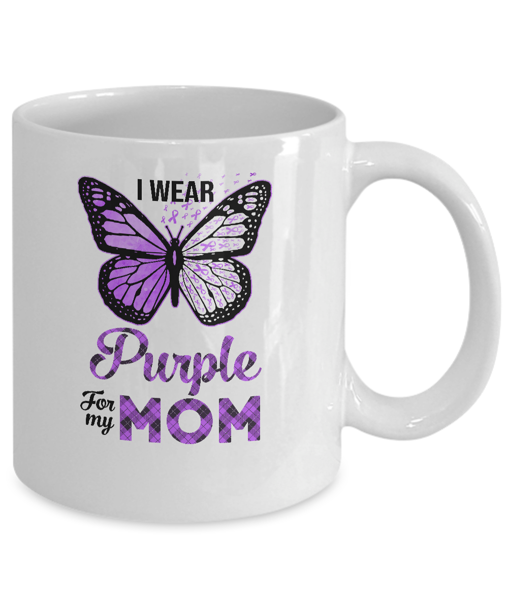 I Wear Purple For My Mom Butterfly Alzheimer's Awareness Mug Coffee Mug | Teecentury.com