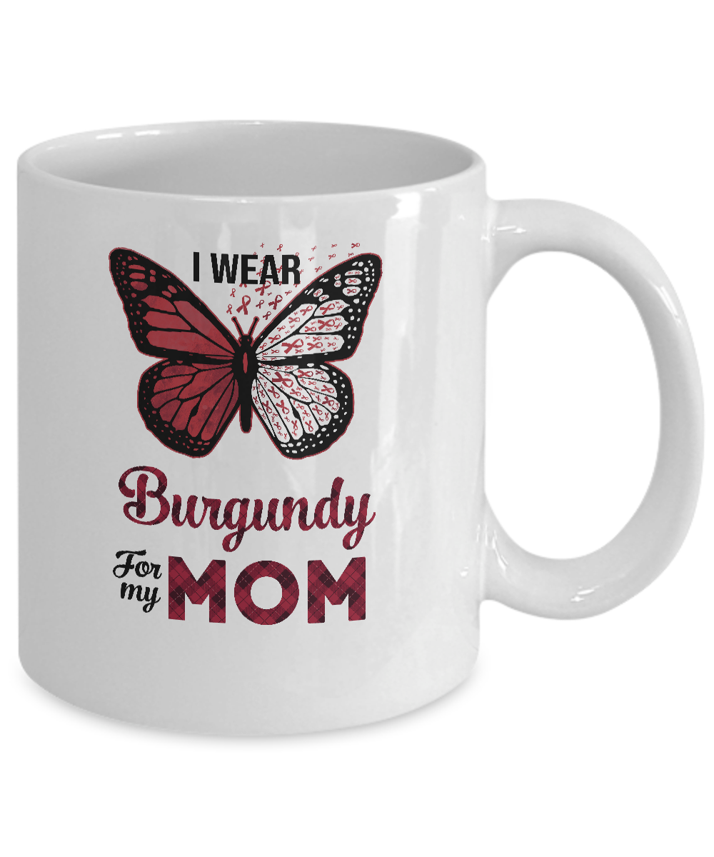 I Wear Burgundy For My Mom Butterfly Multiple Myeloma Mug Coffee Mug | Teecentury.com