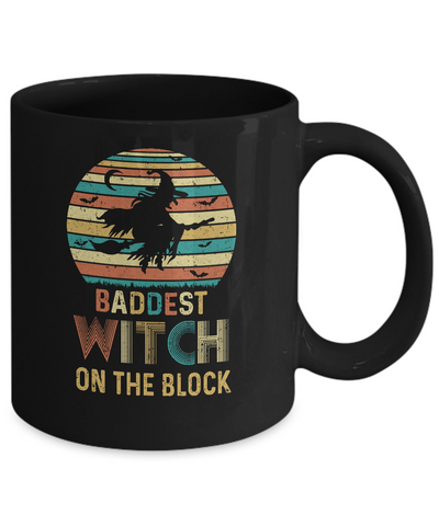 Baddest Witch On The Block Vintage Funny Halloween Gift Mug Coffee Mug | Teecentury.com