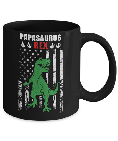 PapaSaurus Papa Dinosaur Rex American Flag Fathers Day Mug Coffee Mug | Teecentury.com