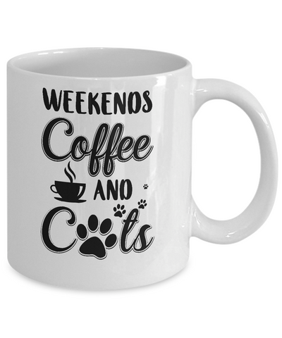 Weekends Coffee And Cats Lover Gifts Mug Coffee Mug | Teecentury.com