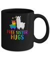 Free Sister Hugs Llama Rainbow Heart LGBT Pride Month Mug Coffee Mug | Teecentury.com