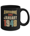 Vintage Retro Awesome Since January 1948 74th Birthday Mug Coffee Mug | Teecentury.com