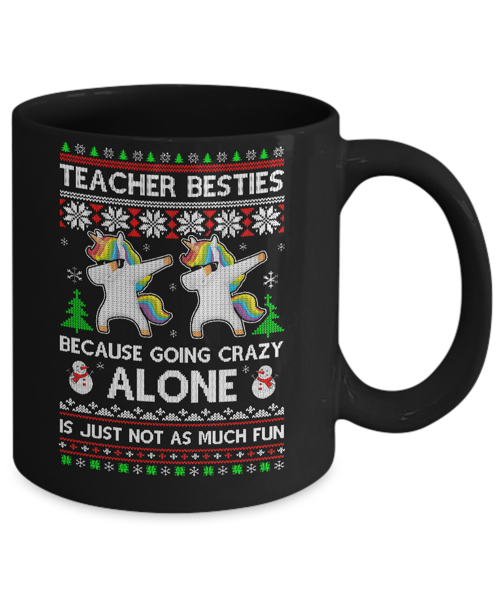 Unicorn Dabbing Teacher Besties Ugly Christmas Sweater Mug Coffee Mug | Teecentury.com