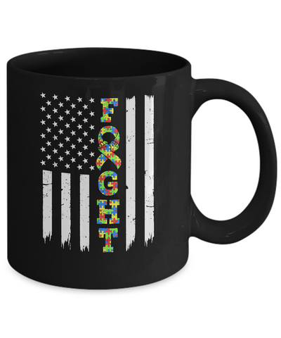 Autism Awareness American Flag Distressed Mug Coffee Mug | Teecentury.com