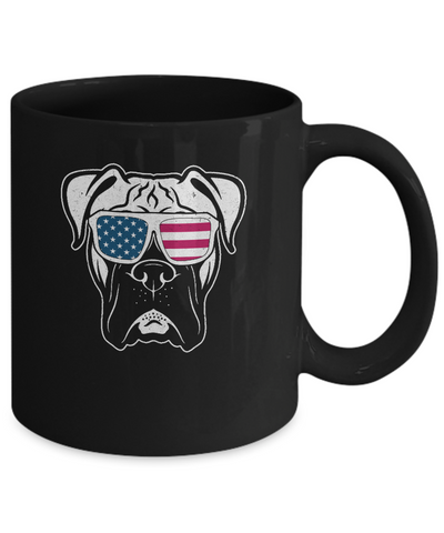 Boxer Dog American Flag Glasses 4Th Of July Mug Coffee Mug | Teecentury.com