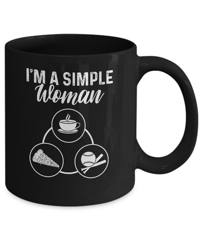 I'm A Simple Woman Coffee Pizza Softball Mug Coffee Mug | Teecentury.com