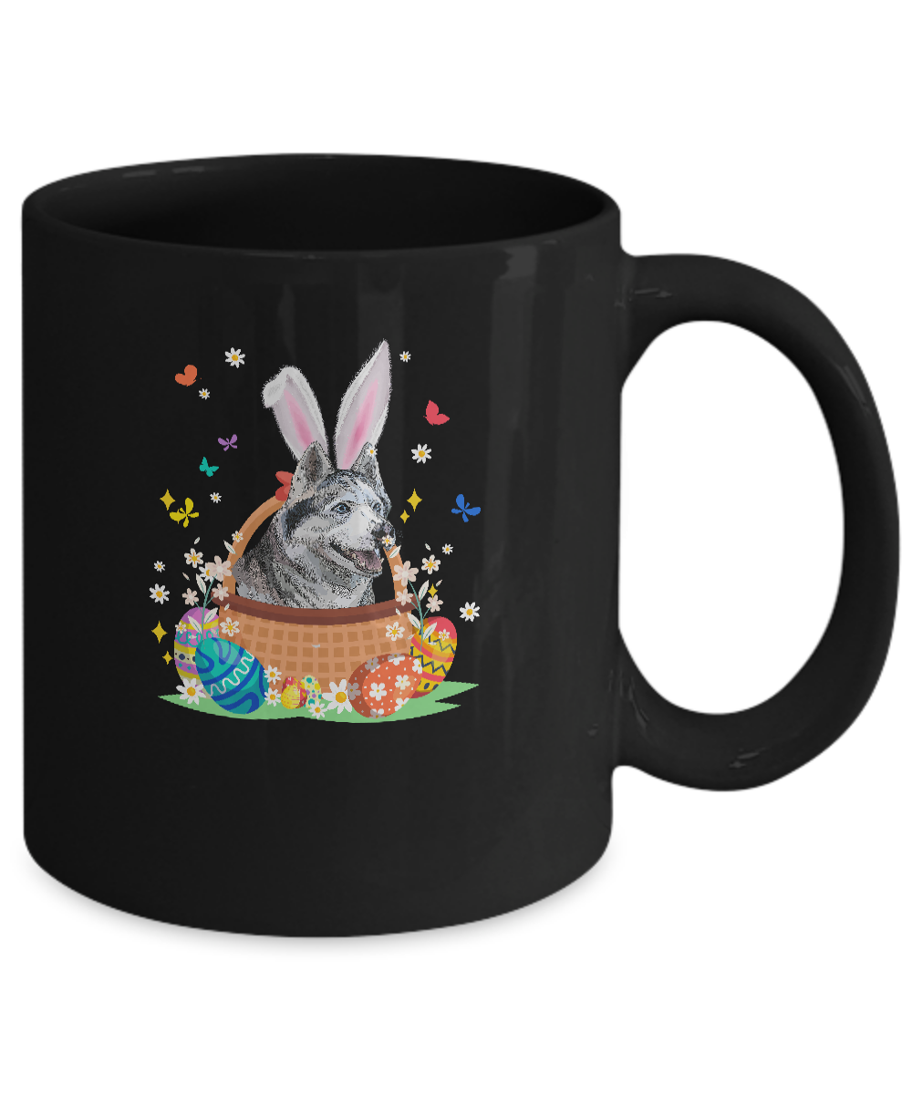 Siberian Husky Bunny Hat Rabbit Easter Eggs Mug Coffee Mug | Teecentury.com