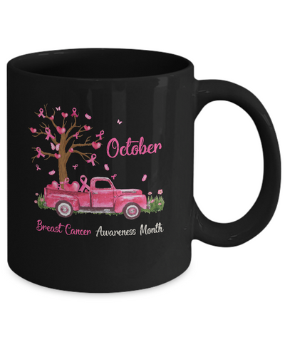 Pink Truck Pumpkin October Breast Cancer Awareness Month Mug Coffee Mug | Teecentury.com