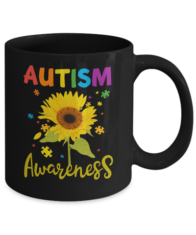 Autism Awareness Puzzle Sunflower Mug Coffee Mug | Teecentury.com