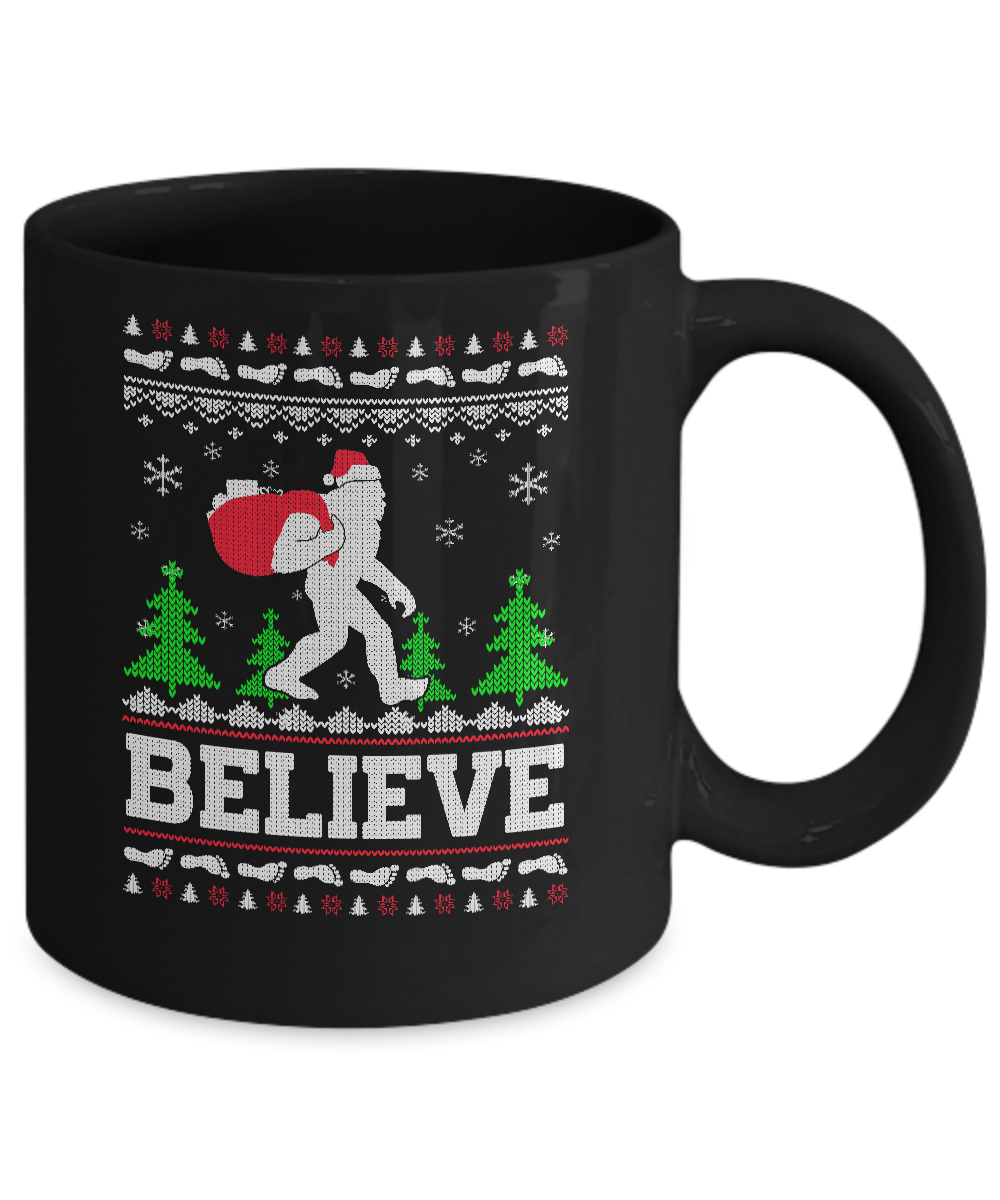 Christmas Believe Bigfoot Ugly Xmas Sweater Mug Coffee Mug | Teecentury.com