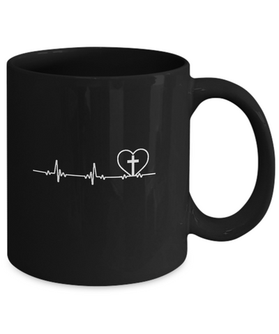 Christian Cross Heartbeat God Jesus Mug Coffee Mug | Teecentury.com