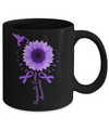 Hummingbird Sunflower Purple Ribbon Pancreatic Cancer Awareness Mug Coffee Mug | Teecentury.com