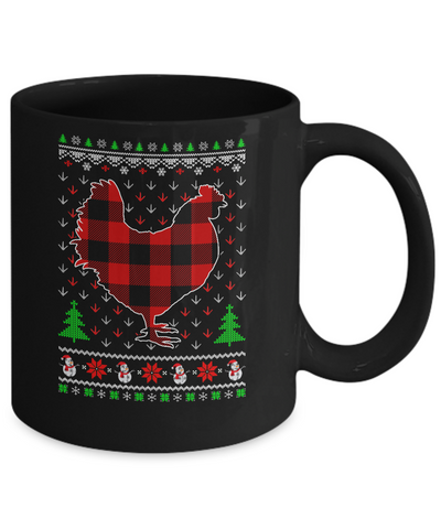 Funny Holiday Chicken Red Plaid Ugly Christmas Sweater Mug Coffee Mug | Teecentury.com