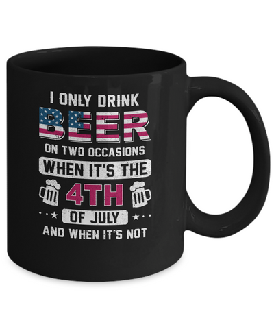Funny Drinking Beer 4Th Of July Party American Flag Mug Coffee Mug | Teecentury.com