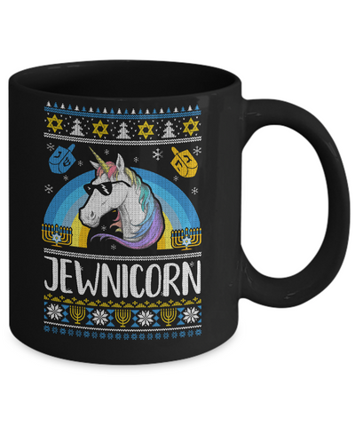 Jewnicorn Funny Jewish Unicorn Hanukkah Chanukah Sweater Mug Coffee Mug | Teecentury.com