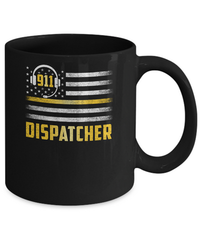 Vintage Thin Gold Line 911 Dispatcher USA Flag Mug Coffee Mug | Teecentury.com