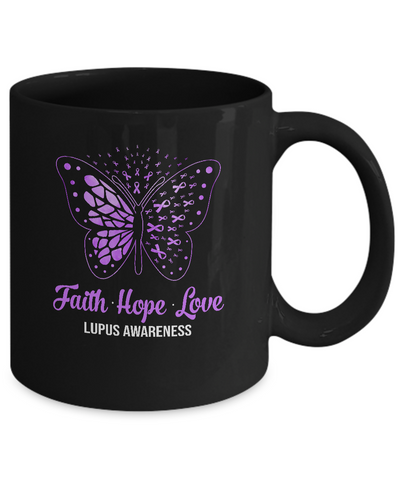 Faith Hope Love Purple Butterfly Lupus Awareness Mug Coffee Mug | Teecentury.com