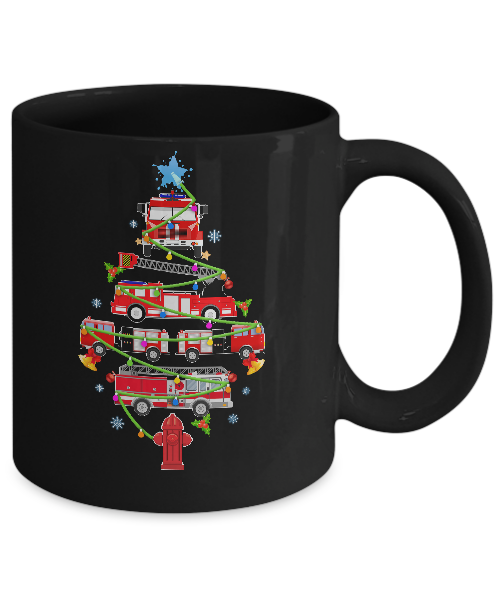 Firefighter Truck Christmas Tree Ornament Decor Gift Mug Coffee Mug | Teecentury.com
