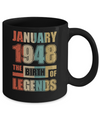 Vintage Retro January 1948 Birth Of Legends 74th Birthday Mug Coffee Mug | Teecentury.com