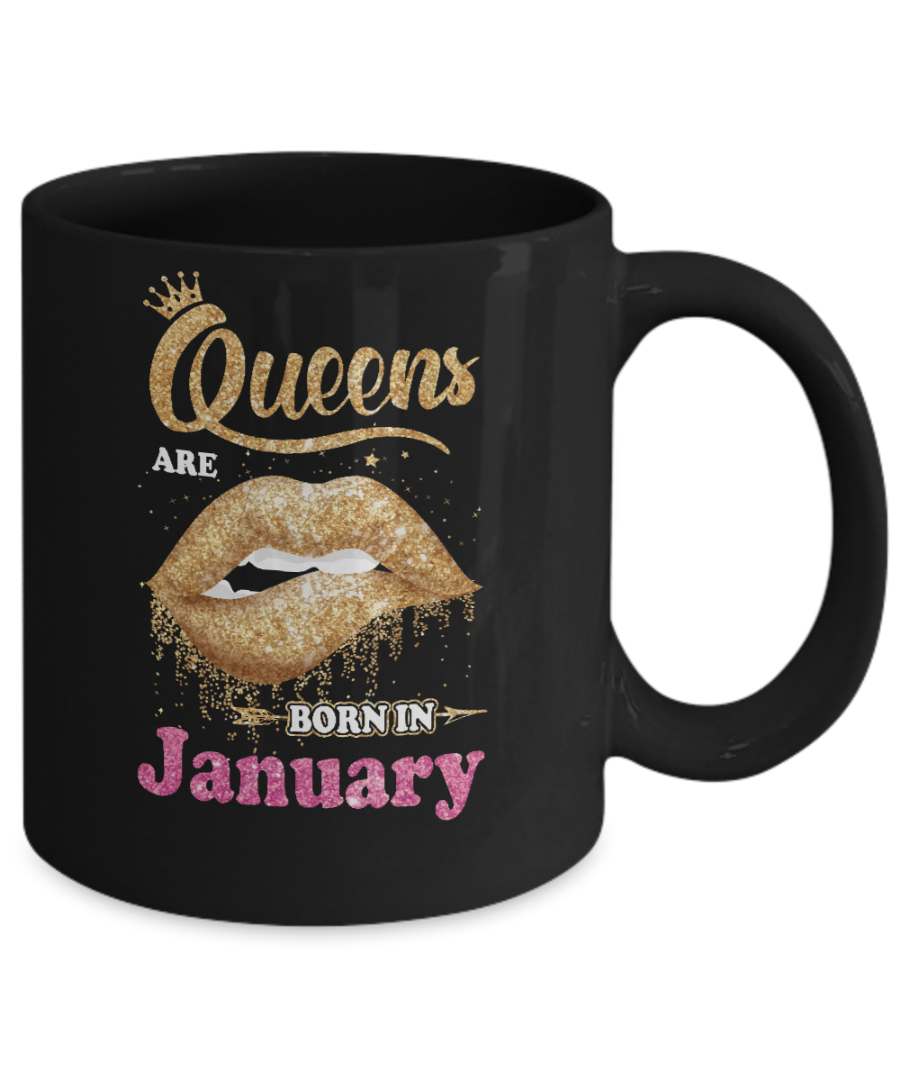 Lipstick Black Queens Are Born In January Birthday Gift Mug Coffee Mug | Teecentury.com