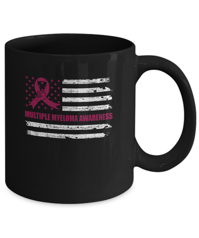 Burgundy Ribbon Multiple Myeloma Awareness US Flag Mug Coffee Mug | Teecentury.com