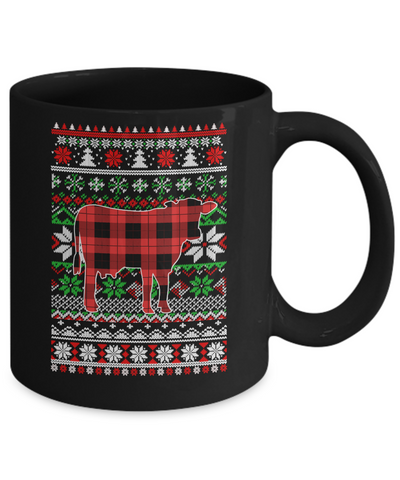 Cow Red Plaid Ugly Christmas Sweater Funny Gifts Mug Coffee Mug | Teecentury.com
