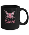 Pink Ribbon Butterfly Breast Cancer Survivor Mug Coffee Mug | Teecentury.com
