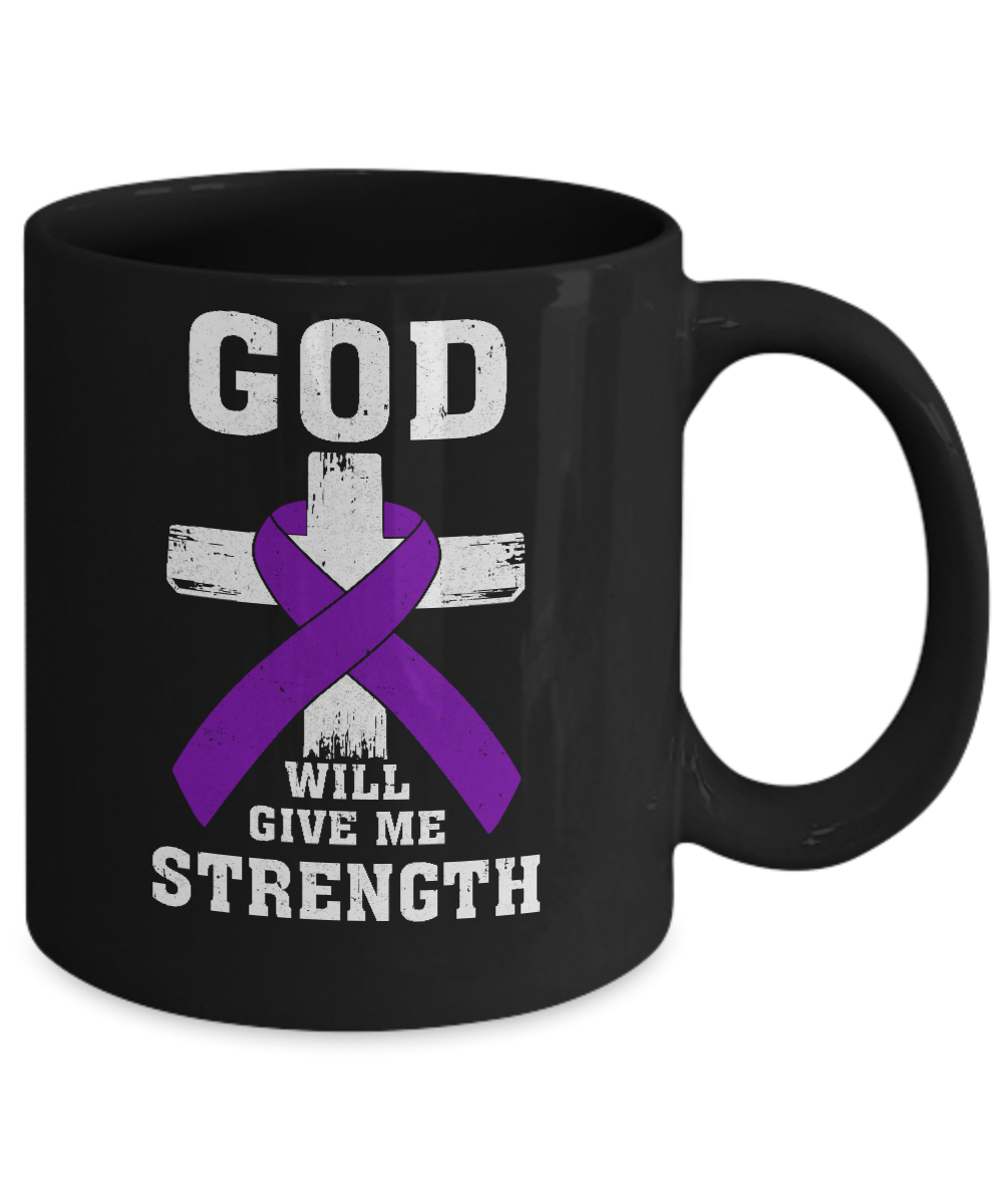 God Will Give Me Strength Purple Violet Awareness Ribbon Gift Mug Coffee Mug | Teecentury.com