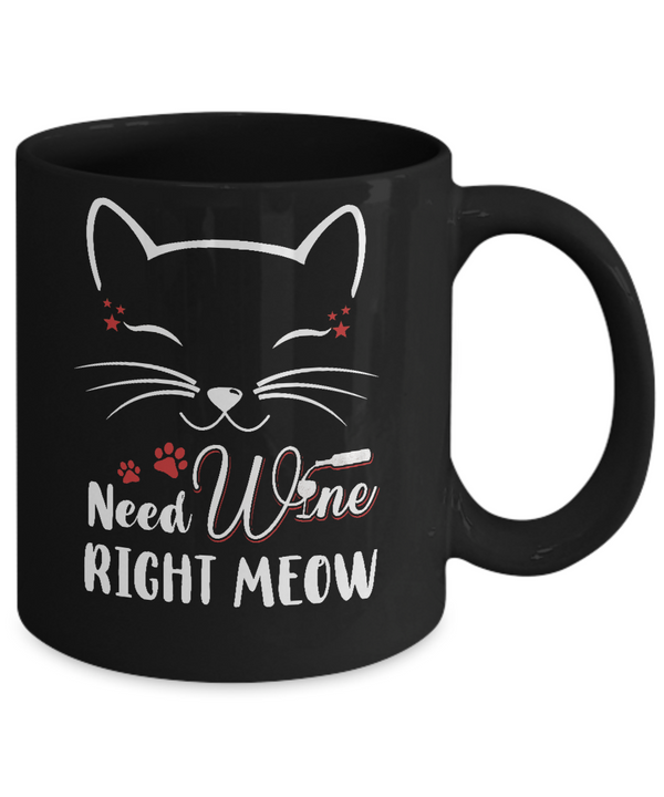 Wine Lover Need Wine Right Meow Cat Drinking Wine Gifts Shirt