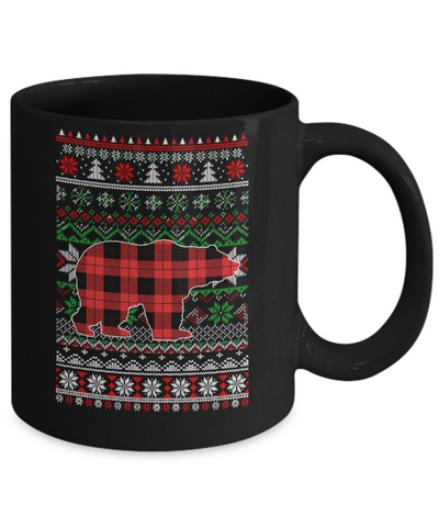 Bear Red Plaid Ugly Christmas Sweater Funny Gifts Mug Coffee Mug | Teecentury.com