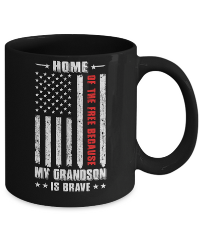 Home Of The Free Because My Grandson Is Brave Papa Grandma Mug Coffee Mug | Teecentury.com
