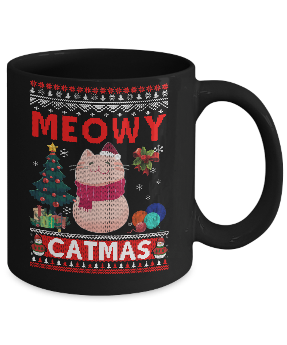 Meowy Catmas Ugly Sweater Cat Christmas Mug Coffee Mug | Teecentury.com