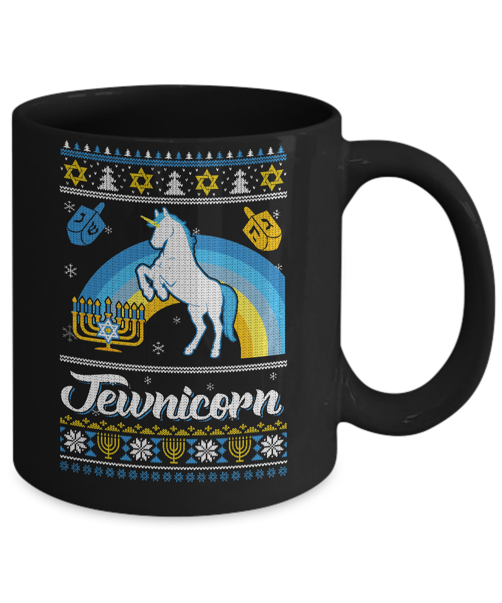 Funny Ugly Hanukkah Sweater Unicorn Jewnicorn Mug Coffee Mug | Teecentury.com