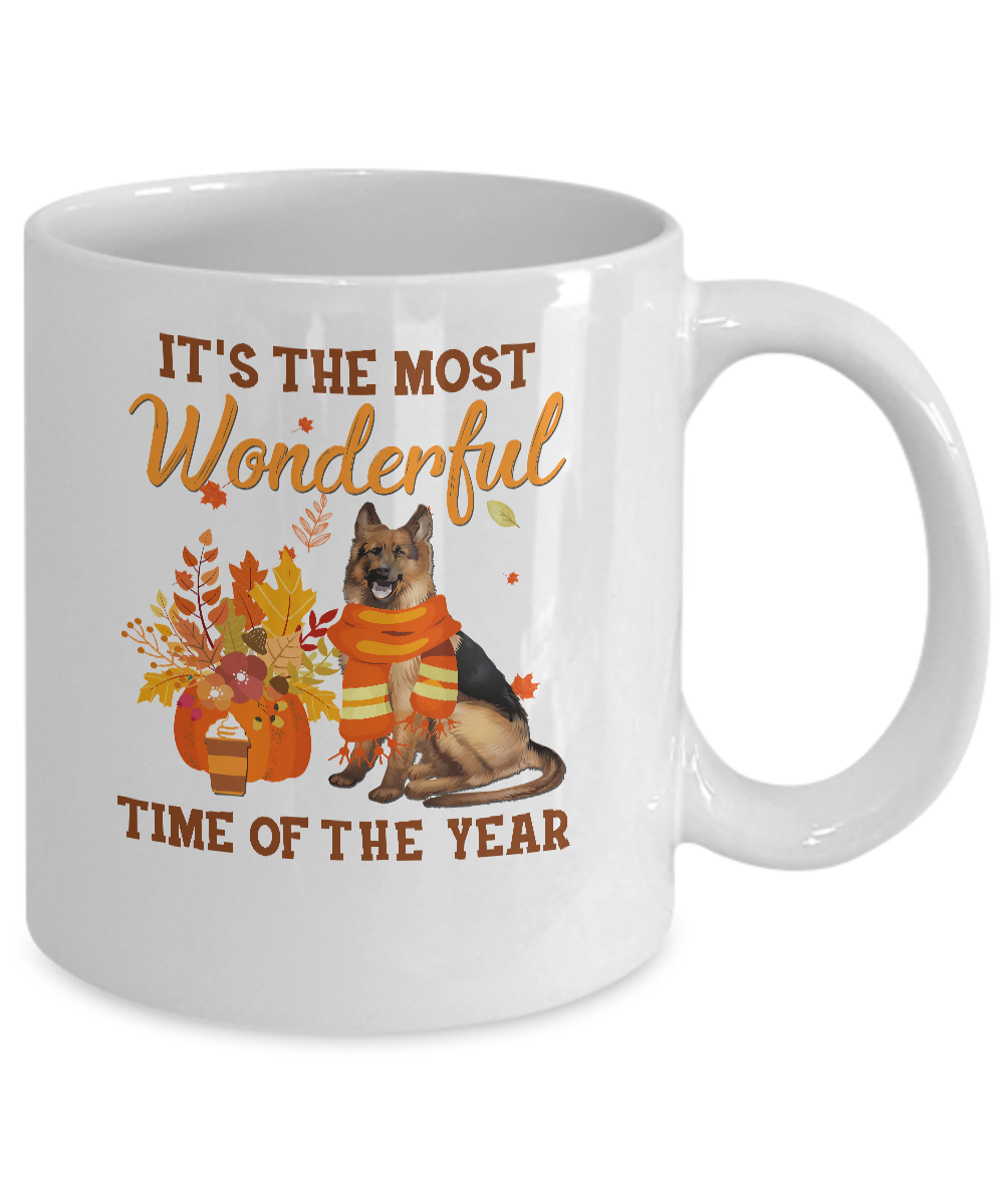 German Shepherd Autumn It's The Most Wonderful Time Of The Year Mug Coffee Mug | Teecentury.com
