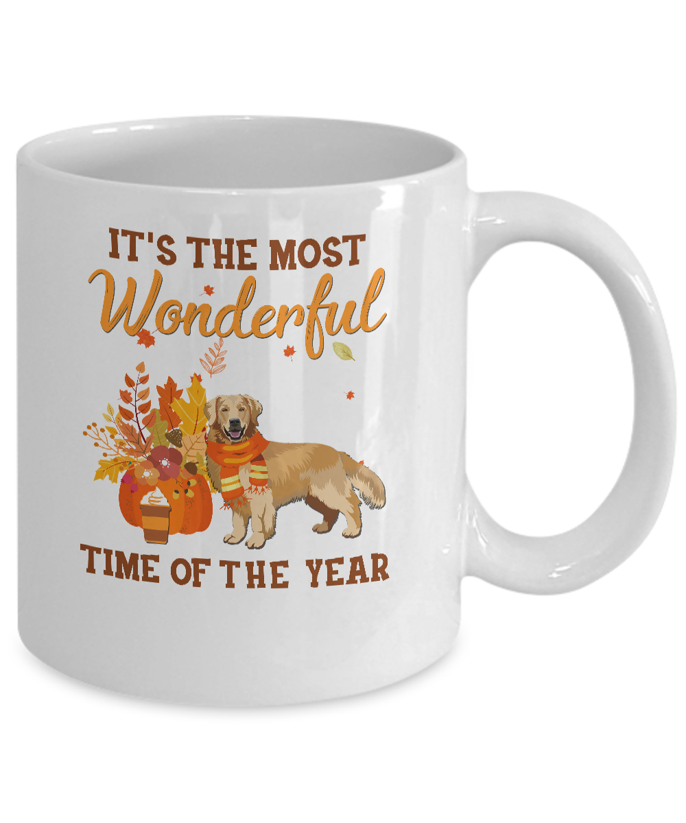 Golden Retriever Autumn It's The Most Wonderful Time Of The Year Mug Coffee Mug | Teecentury.com