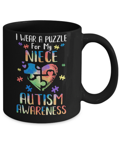 I Wear A Puzzle For My Niece Autism Awareness Mug Coffee Mug | Teecentury.com