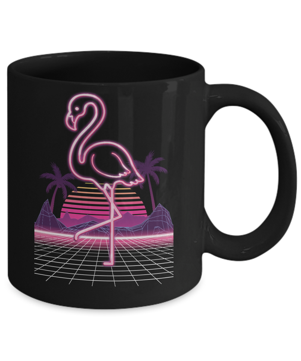80s Retro Neon Sign Pink Flamingo Bird Mug Coffee Mug | Teecentury.com