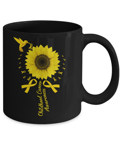 Hummingbird Sunflower Gold Ribbon Childhood Cancer Awareness Mug Coffee Mug | Teecentury.com