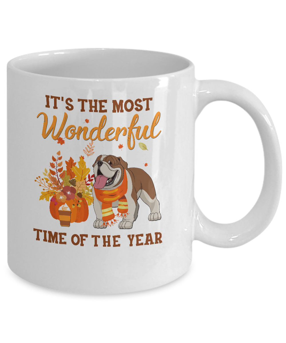 Bulldog Autumn It's The Most Wonderful Time Of The Year Mug Coffee Mug | Teecentury.com