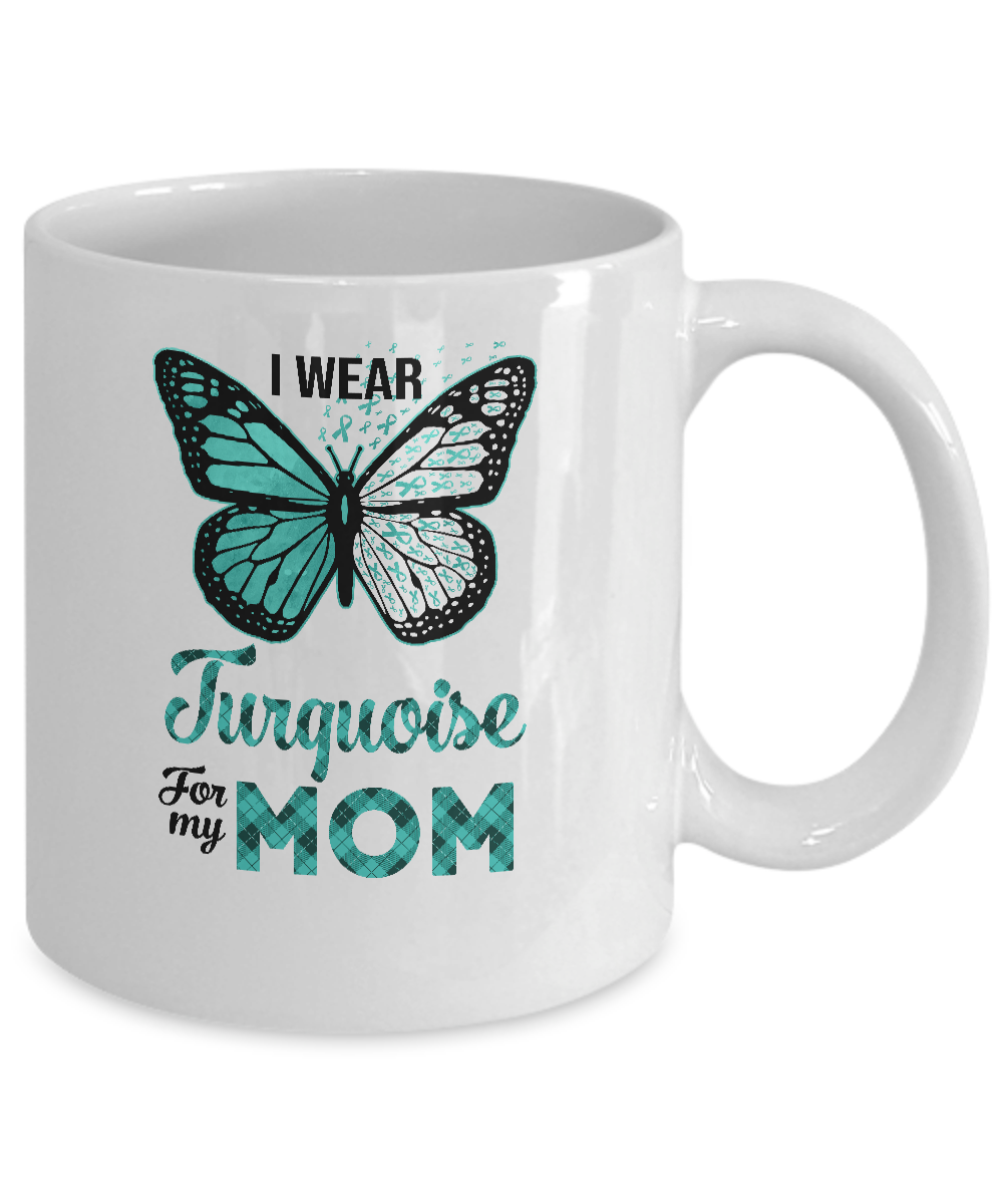 I Wear Turquoise For My Mom Butterfly Dysautonomia Awareness Mug Coffee Mug | Teecentury.com